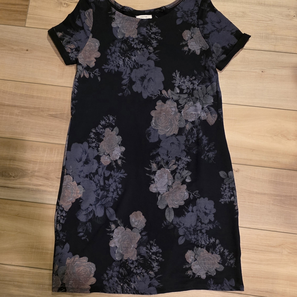 Maurices Black and Gray Floral Dress